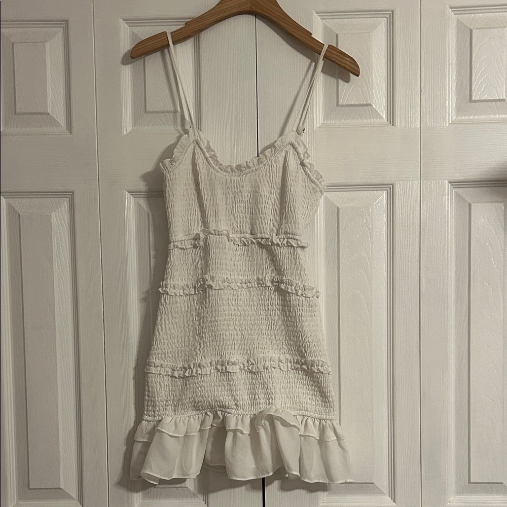 White Ruffled Mini Dress